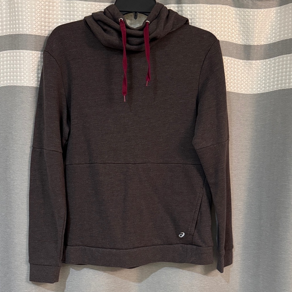 Asics Dark Gray Hoodie with Maroon Accents